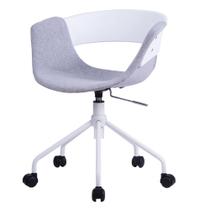 Cadeira ANM6711S Turim Nicole Anima Office PP Branco Revestida Tecido Cinza Base Rodízio Branco Cadeira ANM6711S Turim Nicole Anima Office PP Branco Revestida Tecido Cinza Base Rodízio Branco