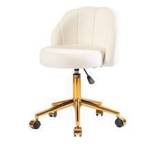 Cadeira ANM9700S Petala Anima Office Revestida em Veludo Off White Base Rodízio Dourado