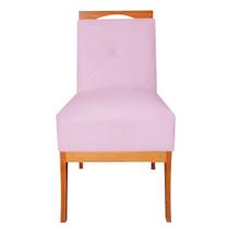 Cadeira antonela base madeira sued rosa bebê