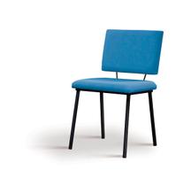 Cadeira Antonella Linho Azul Base Aço Preto - OOCA Móveis