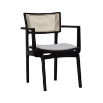 Cadeira Apollo com Braço Madeira Maciça Encosto Telinha Assento Anatômico Estofado Corano