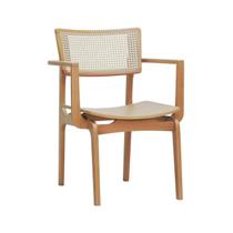 Cadeira Apollo com Braço Madeira Maciça Encosto Telinha Assento Anatômico Madeira