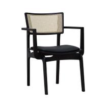 Cadeira Apollo Madeira Maciça com Braço Encosto Telinha Assento Anatômico - Preto