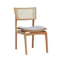 Cadeira Apollo Madeira Maciça Encosto Telinha Assento Anatômico Estofado Linho