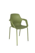 Cadeira Aproximação Interlocutor Fixa Beau Com 4 pés de Aço Tubular Verde Com Braços Bhoff
