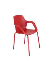 Cadeira Aproximação Interlocutor Fixa Beau Com 4 pés de Aço Tubular Vermelho Com Braços Rhodes