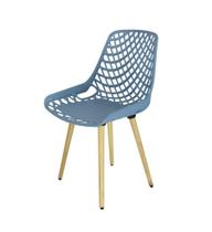 Cadeira Aproximação Interlocutor Fixa Beau Design Com 4 pés de Madeira Azul Rhodes