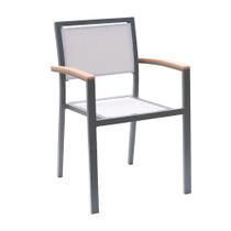 Cadeira Área Externa com Tela Mesh Mangue de Alumínio Amêndoa/Bege G56 - Gran Belo