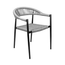 Cadeira Área Externa de Alumínio Carmy com Corda Naútica Preto/Grafite G56 - Gran Belo