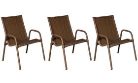 Cadeira Area, Jardim, Quintal Cor Bronze - Kit 3 Peças Cadeira Area, Jardim, Quintal Cor Bronze - Kit 3 Peças