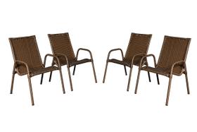 Cadeira Area, Jardim, Quintal Cor Bronze - Kit 4 Peças Cadeira Area, Jardim, Quintal Cor Bronze - Kit 4 Peças