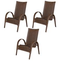 Cadeira Area, Jardim, Quintal Cor Chocolate - Kit 3 Peças Cadeira Area, Jardim, Quintal Cor Chocolate - Kit 3 Peças