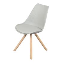 Cadeira Atlas PP Assento Acolchoado Base Madeira Cinza