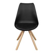 Cadeira Atlas PP Assento Acolchoado Base Madeira Preto