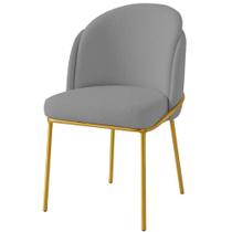 Cadeira Aurora Bouclé Cinza Metal Dourado - C&M Decor Cadeira Aurora Bouclé Cinza Metal Dourado - C&M Decor