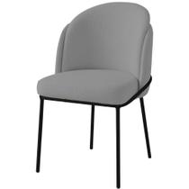 Cadeira Aurora Bouclé Cinza Metal Preto - C&M Decor Cadeira Aurora Bouclé Cinza Metal Preto - C&M Decor