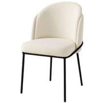 Cadeira Aurora Bouclé Off White Metal Preto - C&M Decor Cadeira Aurora Bouclé Off White Metal Preto - C&M Decor