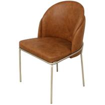 Cadeira Aurora Couro Caramelo Metal Champanhe - C&M Decor Cadeira Aurora Couro Caramelo Metal Champanhe - C&M Decor