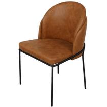 Cadeira Aurora Couro Caramelo Metal Preto - C&M Decor Cadeira Aurora Couro Caramelo Metal Preto - C&M Decor