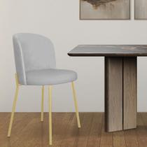 Cadeira Ayla Linho Base Metal Dourada Mesa Jantar Reforçada