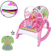 Cadeira Balanço Bebê Bandeja Alimentação Rosa + Dog Musical - Color Baby