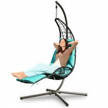 Cadeira Balanço Espreguiçadeira Meia Lua Piscina Lazer Varanda Camping Verao Confortavel Acolchoada Suporte Copo Garrafa