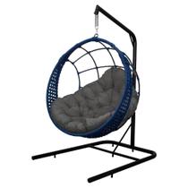 Cadeira Balanço Ninho Suspenso em Corda Náutica Luxo com Suporte