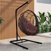 Cadeira Balanço Ninho Suspenso em Corda Náutica Luxo com Suporte