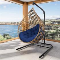 Cadeira Balanço Ninho Suspenso Gota Tramado com Suporte e Almofada Impermeável Acesse Móveis