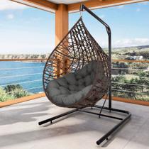 Cadeira Balanço Ninho Suspenso Gota Tramado com Suporte e Almofada Impermeável Acesse Móveis