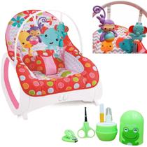 Cadeira Balanço P/ Bebê Safari Vermelho e Estojo de Manicure