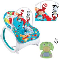Cadeira Balanço Safari P/ Bebê Azul e Dog Musical Interativo