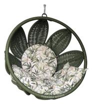 Cadeira Balanço Suspenso Em Corda Náutica Verde Área Externa Alumínio Interna Jardim