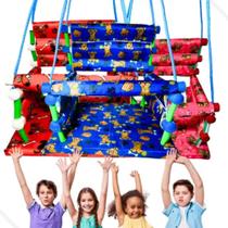 Cadeira Balanço Suspenso Infantil De Tecido E Madeira