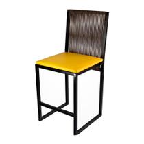 Cadeira Bali Estilo Industrial Junco Capuccino Assento Amarelo