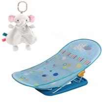Cadeira Banheira Azul Infantil Bebê 9Kg + Naninha Elefante