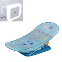 Cadeira Banheira Bebê Dobrável Azul + Luminária Inteligente