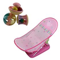 Cadeira Banheira Rosa Retrátil Infantil + Chocalho Divertido Cadeira Banheira Rosa Retrátil Infantil + Chocalho Divertido