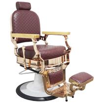 Cadeira Barbeiro Cabelereiro Luxo Premium Reclinável Poltrona Salão Marrom Importway Iwcbrbr-004