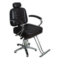 Cadeira Barbeiro Decorativa Reclinável c/Ajuste de Altura Base Estrela PU Marrom G31 - Gran Belo