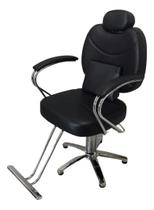 Cadeira Barbeiro Reclinável Base Estrela Hidráulica Importway Profissional Preta