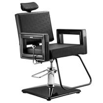 Cadeira Barbeiro Reclinável Hidráulica Preta Black Profissional Dompel Square