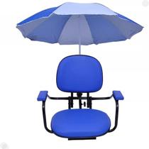 Cadeira Barco Azul Giratória Com Braço E Suporte Guarda-Sol