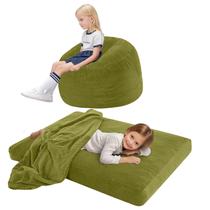 Cadeira Bean Bag COMAX conversível para crianças em veludo cotelê verde claro