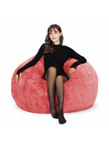 Cadeira Bean Bag HDMLDP Comfy Fluffy Round Rose Red 3,5 pés