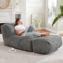 Cadeira Bean Bag Hobestluk Big para adultos, cinza listrado Cadeira Bean Bag Hobestluk Big para adultos, cinza listrado