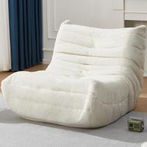 Cadeira Bean Bag Hobestluk Memory Foam Faux Fur White Plush