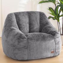 Cadeira Bean Bag MAXYOYO Comfy com suporte traseiro de pele sintética cinza
