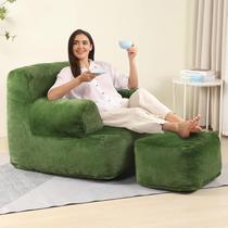 Cadeira Bean Bag MOMCAYWEX grande e confortável com verde otomano
