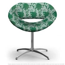 Cadeira Beijo Verde Floral Poltrona Decorativa com Base Giratória